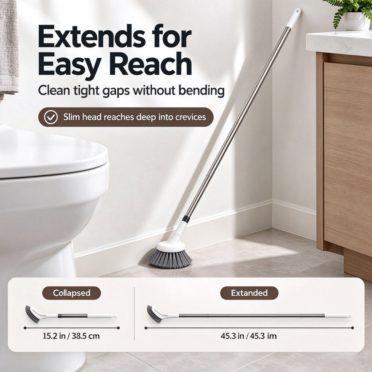 📢Telescopic Cleaning Brush | L-Shaped Head for Toilet, Bathroom, Floor & Hard-to-Reach Corners 🚽