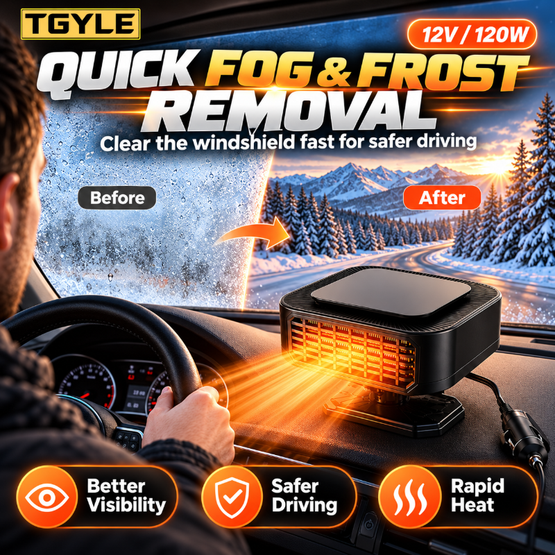 Portable Car Heater Defroster with 360-Degree Rotating Base – Fliwos