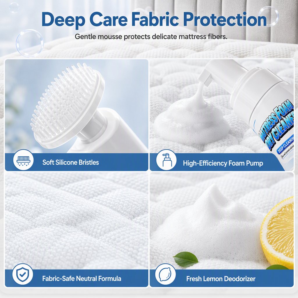 No-Rinse Mattress Foam Cleaner | Waterless Dry Cleaning Spray for Mattress, Sofa, Upholstery & Car Seats