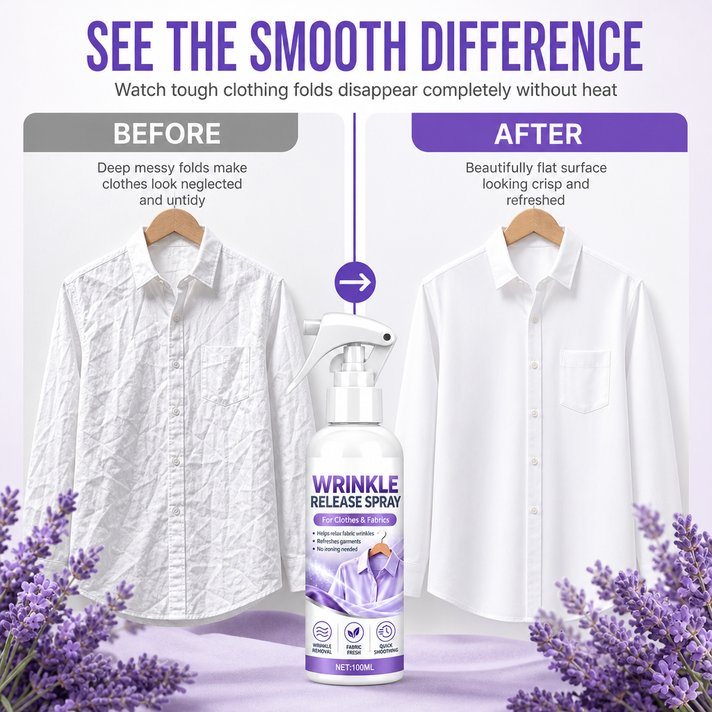 Wrinkle Release Spray | No Iron Wrinkle Remover for Clothes, Travel & Business Trips, Plant-Based