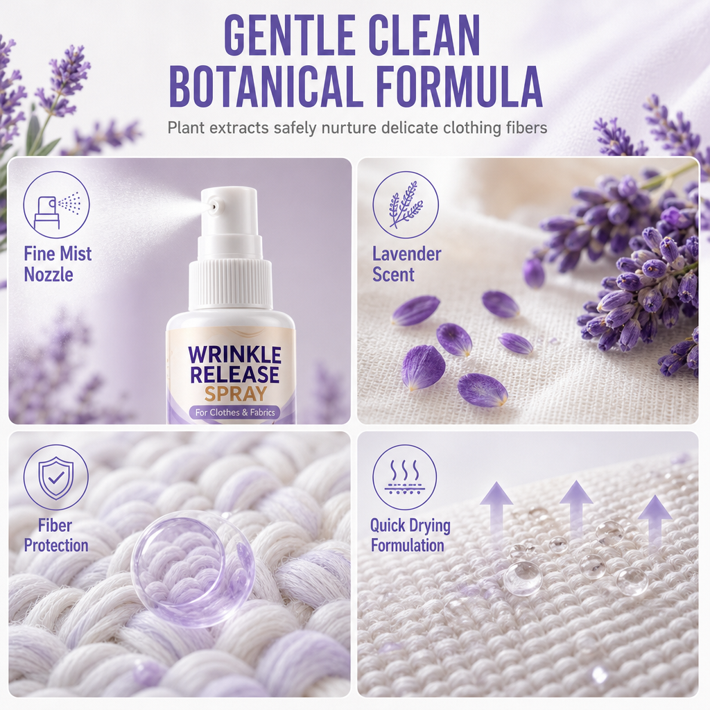 Wrinkle Release Spray | No Iron Wrinkle Remover for Clothes, Travel & Business Trips, Plant-Based