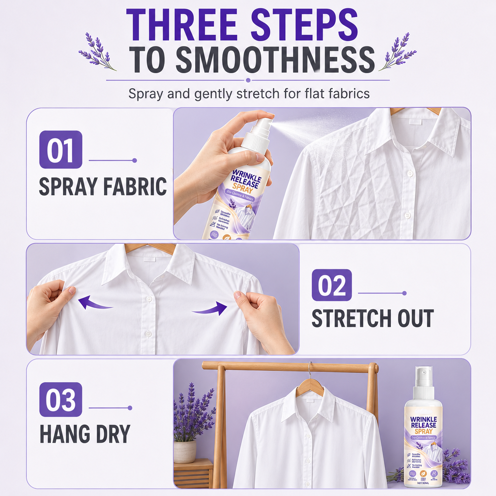 Wrinkle Release Spray | No Iron Wrinkle Remover for Clothes, Travel & Business Trips, Plant-Based
