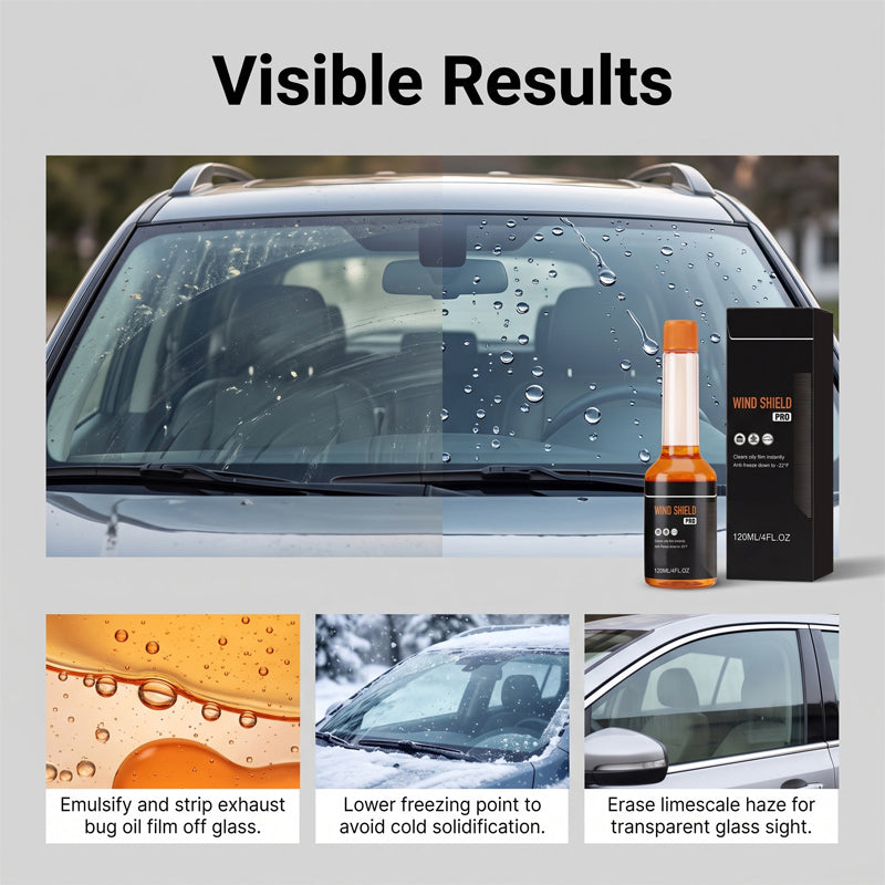 Car Glass Oil Film Remover | Streak-Free Windshield Cleaner for Road Grime, Water Spots & Rainy Night
