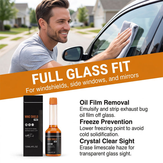 Car Glass Oil Film Remover | Streak-Free Windshield Cleaner for Road Grime, Water Spots & Rainy Night