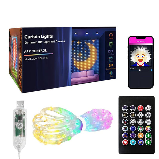 Smart LED Curtain Lights with APP Control | Music Sync & DIY Text, IP65 Waterproof for Bedroom, Window & Party0