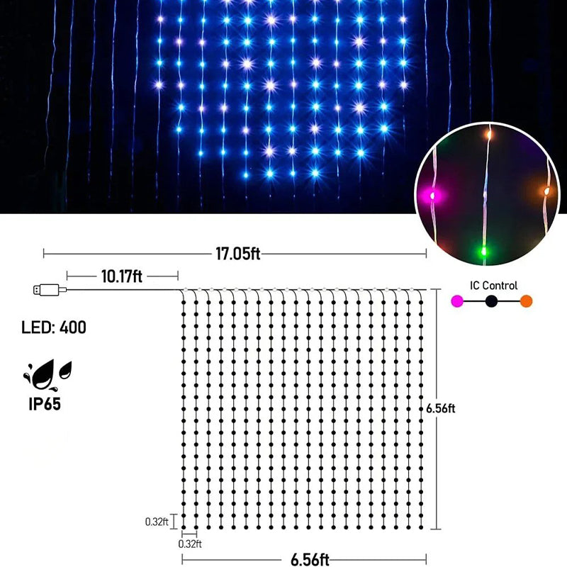 💡Smart LED Curtain Lights with APP Control | Music Sync & DIY Text, IP65 Waterproof for Bedroom, Window & Party0