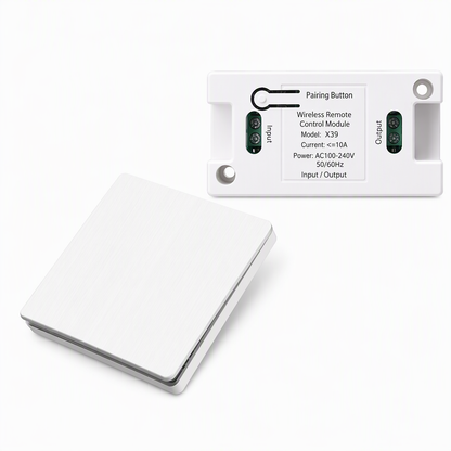 No-Wiring Wireless Light Switch Kit | Self-Adhesive Wall Switch with Receiver, No Drilling for Rental Homes, Bedside & Hallways
