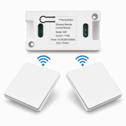 No-Wiring Wireless Light Switch Kit | Self-Adhesive Wall Switch with Receiver, No Drilling for Rental Homes, Bedside & Hallways
