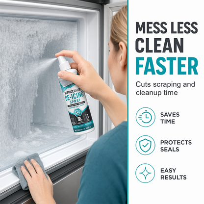 Fast-Acting Refrigerator Defrost Spray | No-Scratch Ice Remover with Free Scraper for Freezers & Deep Fridges