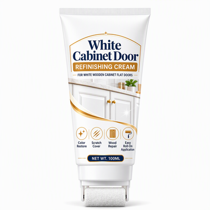 White Wood Furniture Touch-Up Paste | Built-in Foam Roller for Cabinets, Doors, Trim & Tables