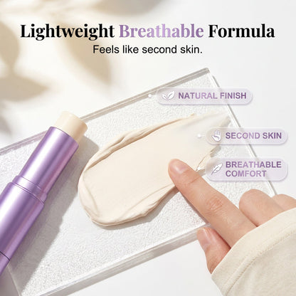 2-in-1 Tone-Adapting Foundation Stick with Built-In Brush | Full Coverage Long-Wear Formula for Travel & Daily Touch-Ups