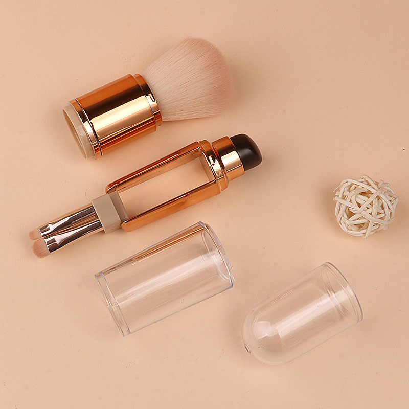 5-in-1 Retractable Travel Makeup Brush Set | All-in-One Full Face Brushes with Soft Bristles for On-the-Go Touch-Ups