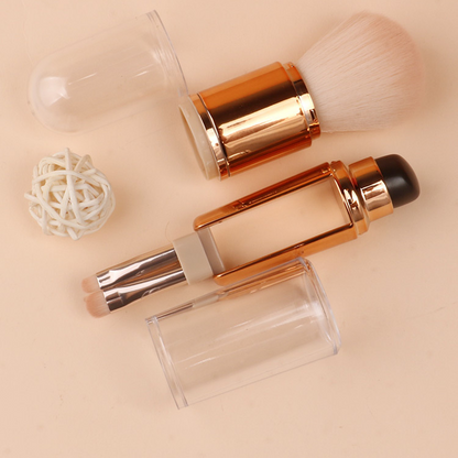 5-in-1 Retractable Travel Makeup Brush Set | All-in-One Full Face Brushes with Soft Bristles for On-the-Go Touch-Ups