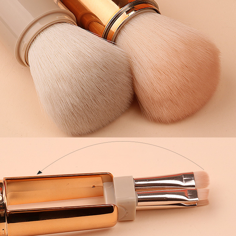 5-in-1 Retractable Travel Makeup Brush Set | All-in-One Full Face Brushes with Soft Bristles for On-the-Go Touch-Ups