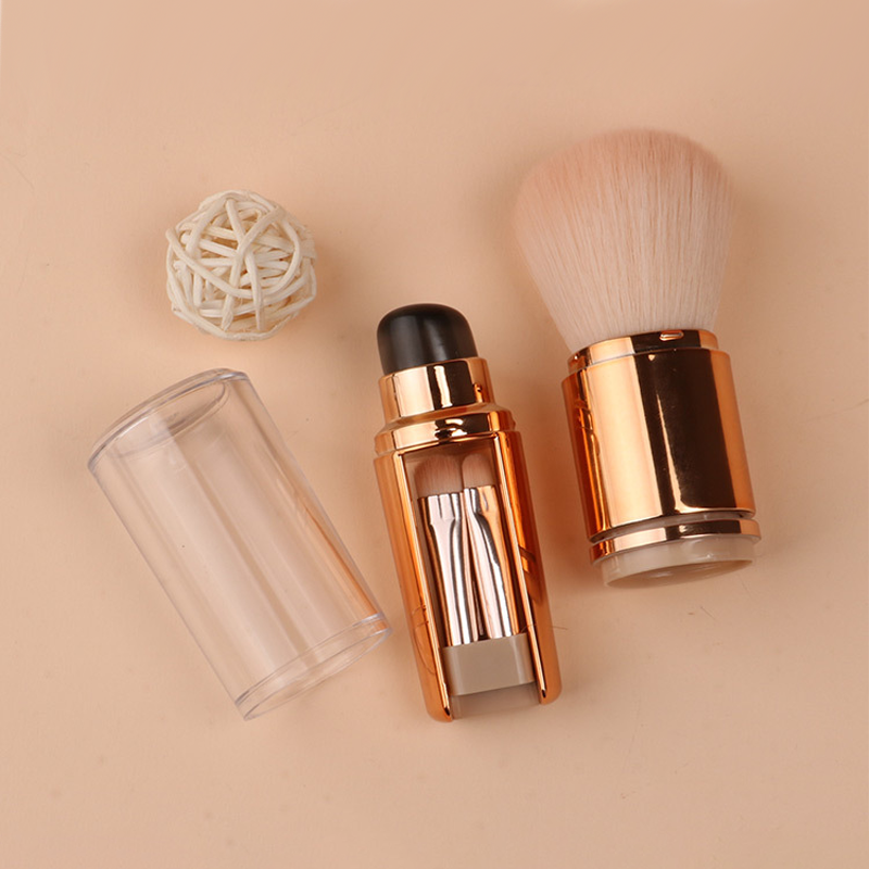 5-in-1 Retractable Travel Makeup Brush Set | All-in-One Full Face Brushes with Soft Bristles for On-the-Go Touch-Ups