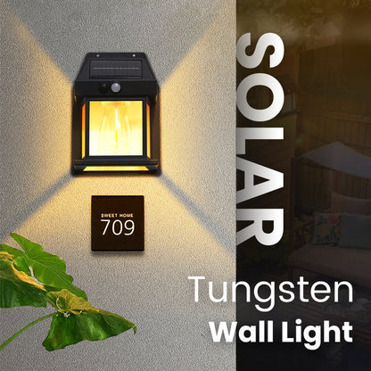 Motion Sensor Solar Tungsten Wall Light | IP65 Waterproof 3-Mode Outdoor Light for Patio, Fence & Christmas Decor