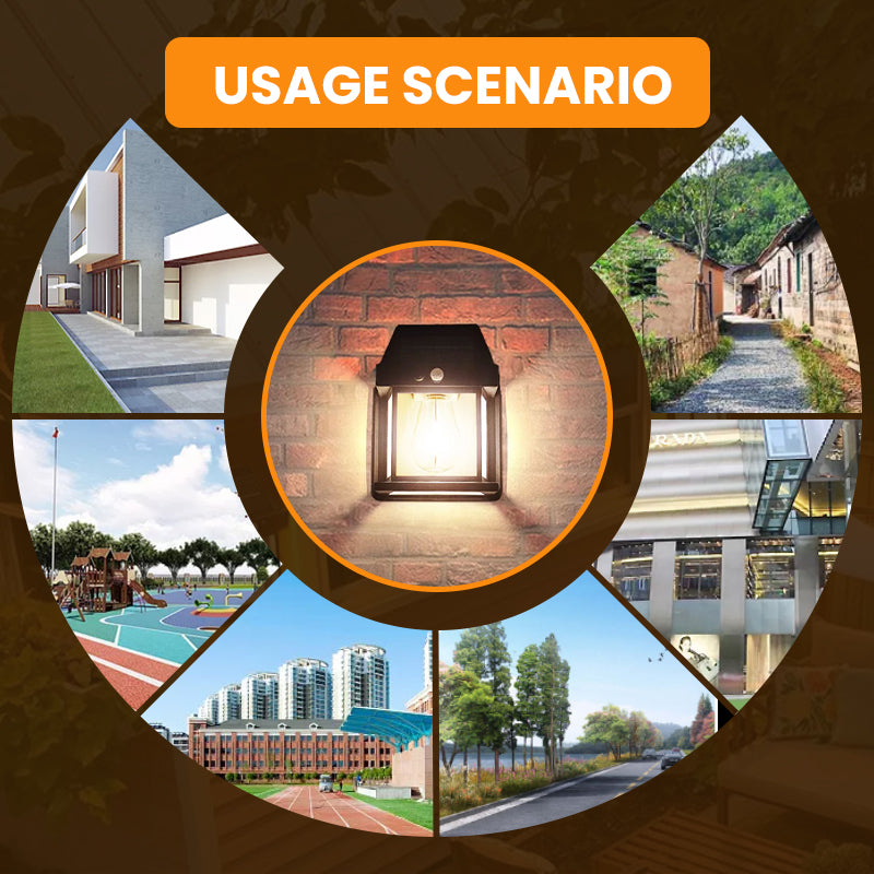 Motion Sensor Solar Tungsten Wall Light | IP65 Waterproof 3-Mode Outdoor Light for Patio, Fence & Christmas Decor