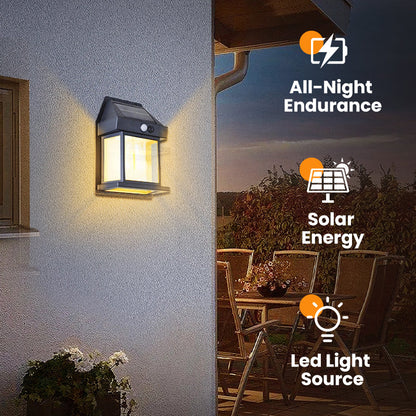 Motion Sensor Solar Tungsten Wall Light | IP65 Waterproof 3-Mode Outdoor Light for Patio, Fence & Christmas Decor
