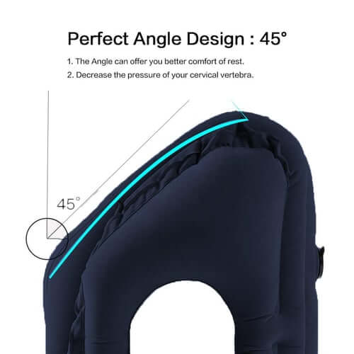 45° Ergonomic Inflatable Travel Pillow | Neck & Arm Support for Airplane Sleep, Office Naps & Long Trips