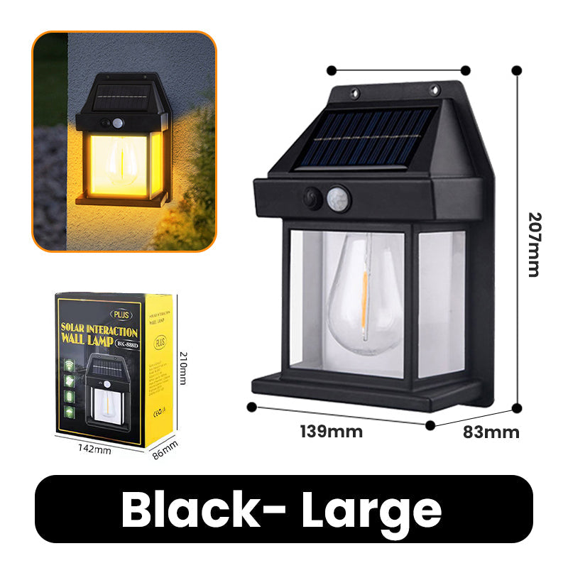 Motion Sensor Solar Tungsten Wall Light | IP65 Waterproof 3-Mode Outdoor Light for Patio, Fence & Christmas Decor