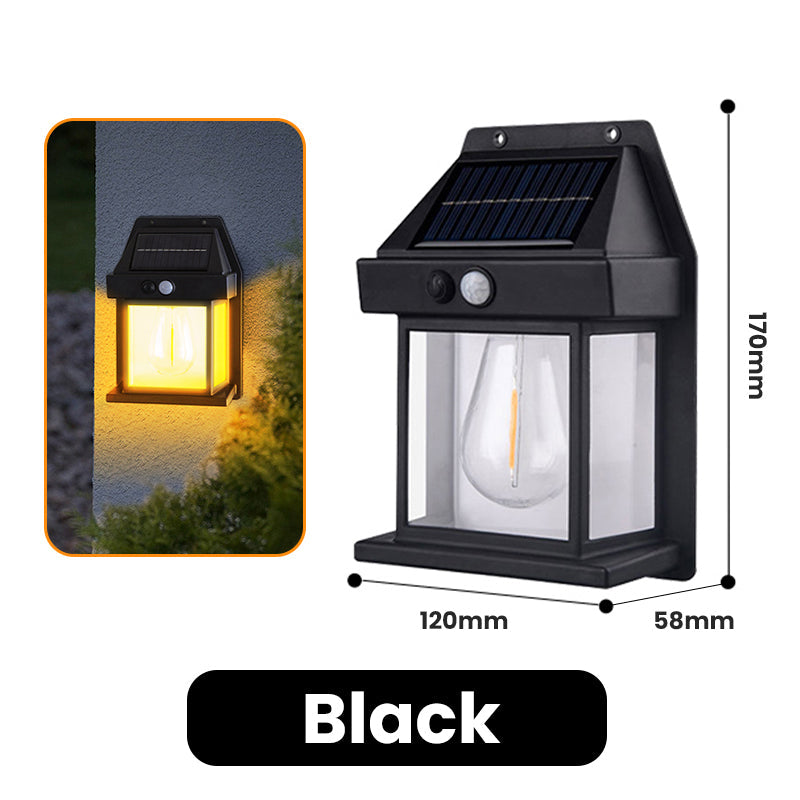 Motion Sensor Solar Tungsten Wall Light | IP65 Waterproof 3-Mode Outdoor Light for Patio, Fence & Christmas Decor