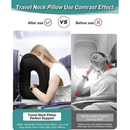 45° Ergonomic Inflatable Travel Pillow | Neck & Arm Support for Airplane Sleep, Office Naps & Long Trips