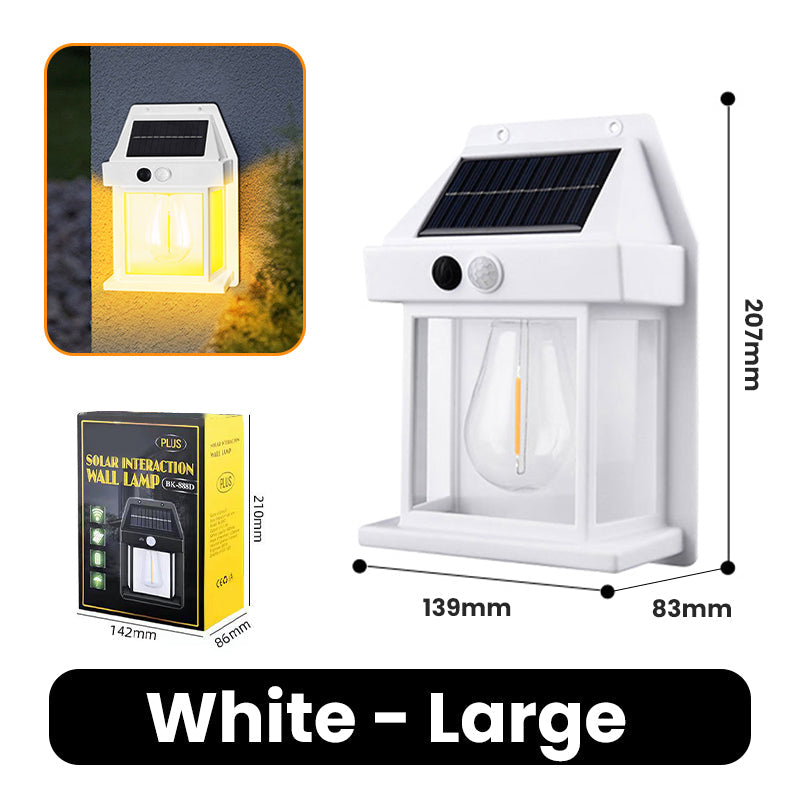 Motion Sensor Solar Tungsten Wall Light | IP65 Waterproof 3-Mode Outdoor Light for Patio, Fence & Christmas Decor