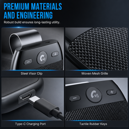 Bluetooth 5.0 Car Sun Visor Speakerphone | Vibration Auto On Hands-Free Call Kit with Caller ID & Dual Device Connection