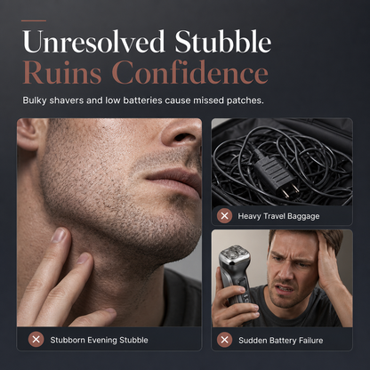 Mini Pocket Electric Shaver for Men | Dual Floating Head Razor with LED Display, Type-C Charge & Wet Dry Use