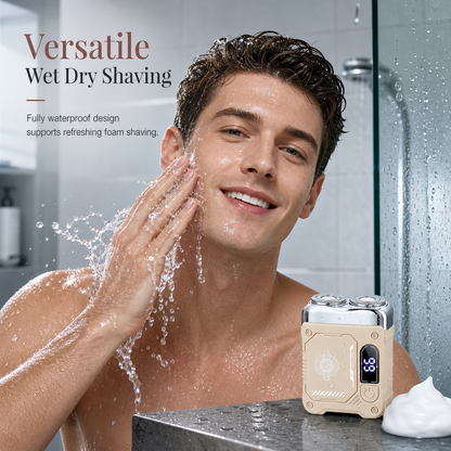 Mini Pocket Electric Shaver for Men | Dual Floating Head Razor with LED Display, Type-C Charge & Wet Dry Use
