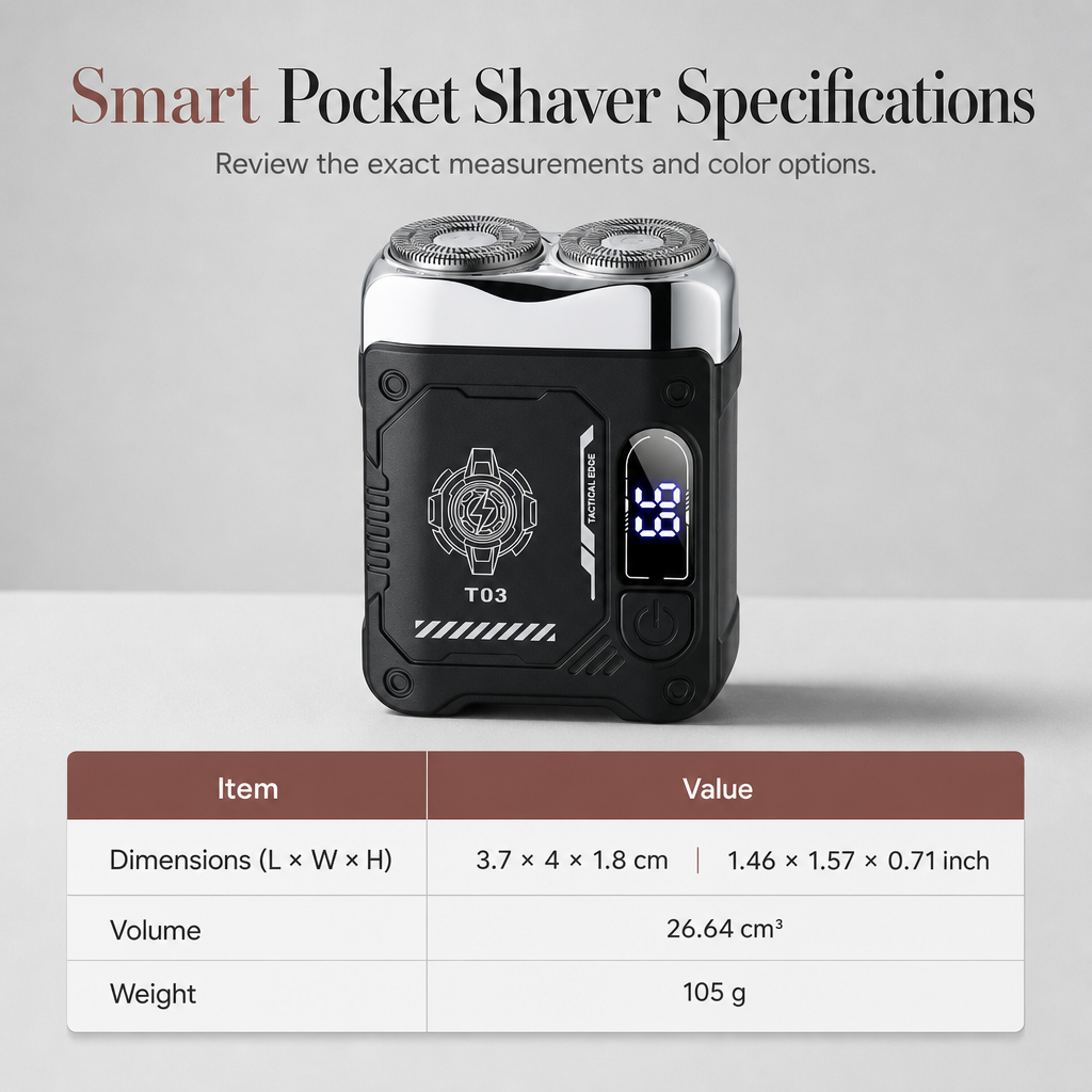 Mini Pocket Electric Shaver for Men | Dual Floating Head Razor with LED Display, Type-C Charge & Wet Dry Use