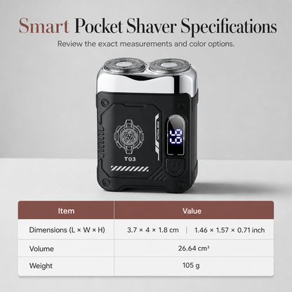 Mini Pocket Electric Shaver for Men | Dual Floating Head Razor with LED Display, Type-C Charge & Wet Dry Use