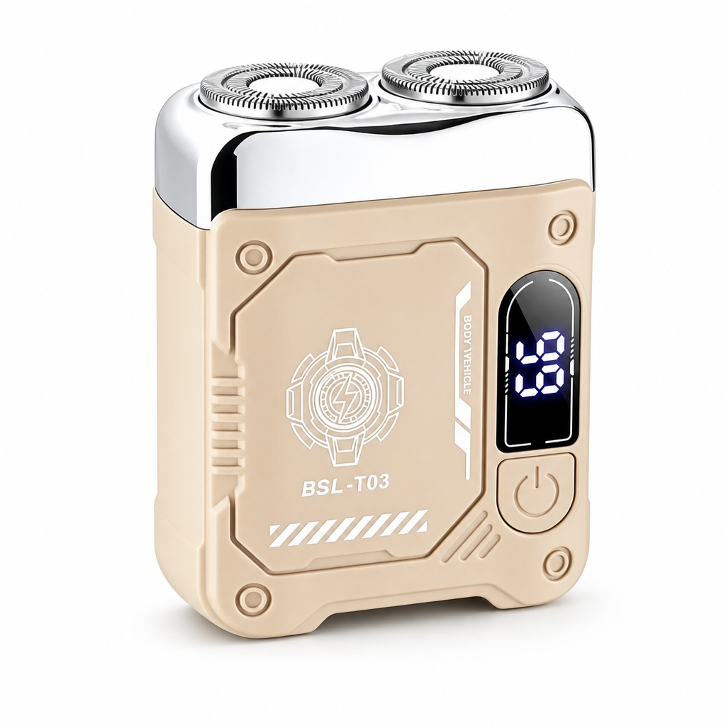 Mini Pocket Electric Shaver for Men | Dual Floating Head Razor with LED Display, Type-C Charge & Wet Dry Use
