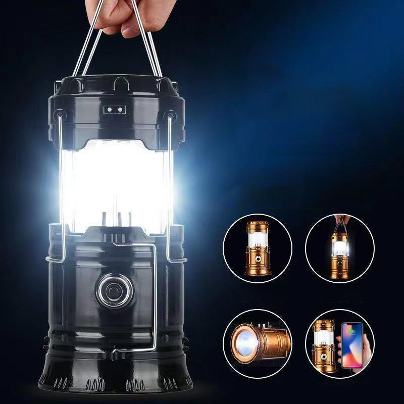 2-in-1 Solar Camping Lantern & Flashlight | Retractable Rechargeable Tent Light with USB Charging, Waterproof for Hiking & Emergencies
