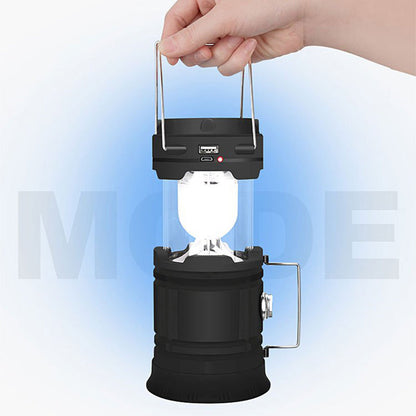 2-in-1 Solar Camping Lantern & Flashlight | Retractable Rechargeable Tent Light with USB Charging, Waterproof for Hiking & Emergencies