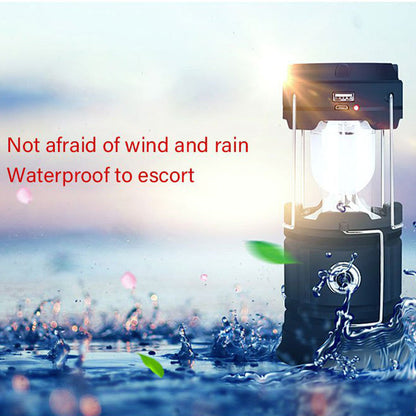 2-in-1 Solar Camping Lantern & Flashlight | Retractable Rechargeable Tent Light with USB Charging, Waterproof for Hiking & Emergencies