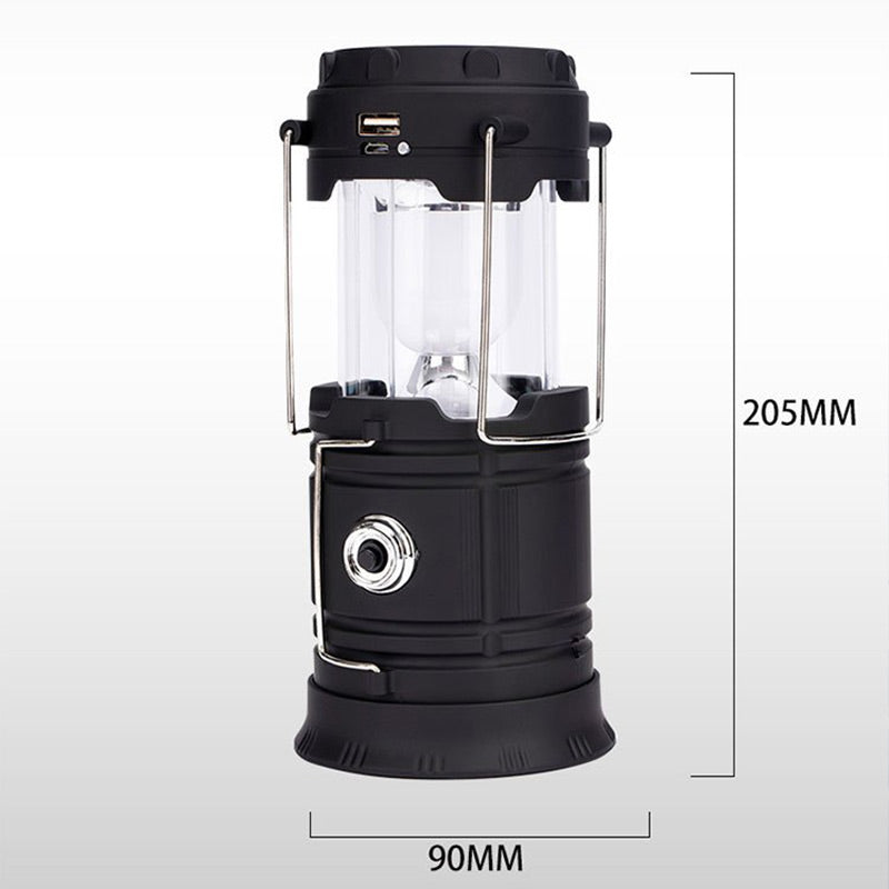 2-in-1 Solar Camping Lantern & Flashlight | Retractable Rechargeable Tent Light with USB Charging, Waterproof for Hiking & Emergencies