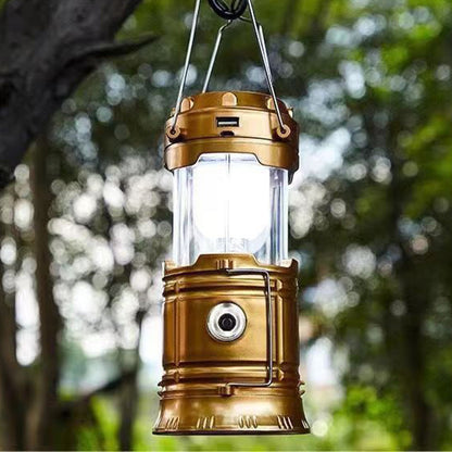 2-in-1 Solar Camping Lantern & Flashlight | Retractable Rechargeable Tent Light with USB Charging, Waterproof for Hiking & Emergencies