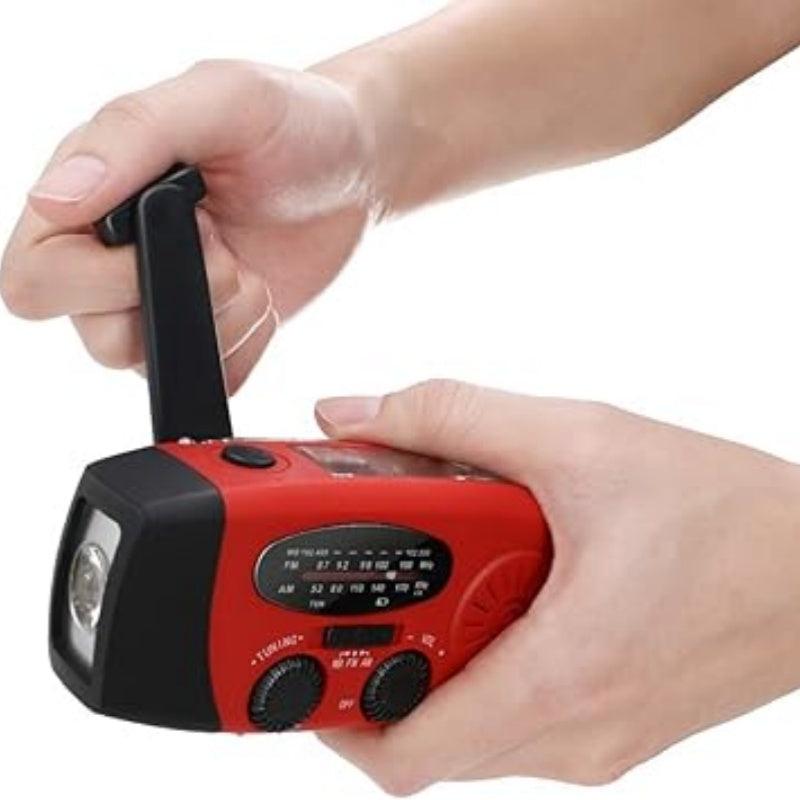 NOAA Weather Emergency Radio | Solar & Hand Crank Portable Radio with LED Flashlight & Phone Charger for Power Outages & Camping