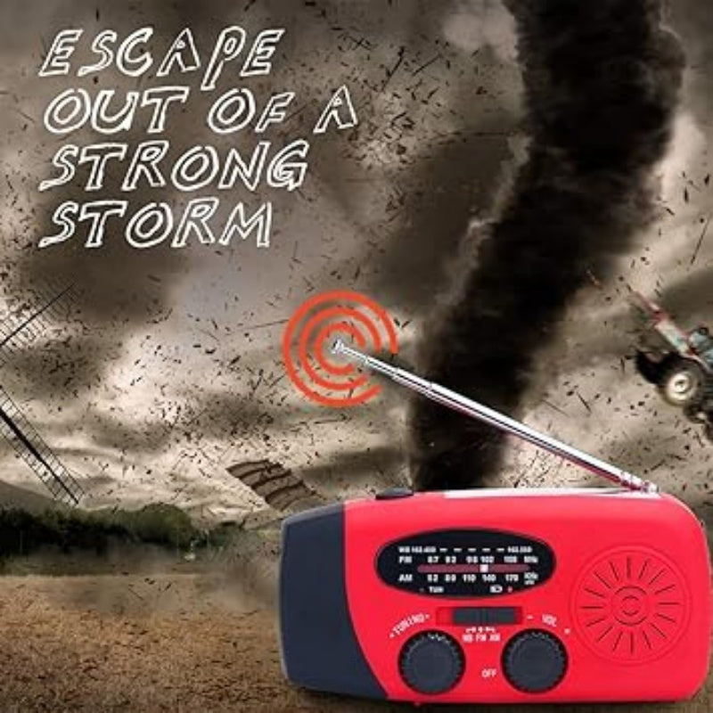 NOAA Weather Emergency Radio | Solar & Hand Crank Portable Radio with LED Flashlight & Phone Charger for Power Outages & Camping