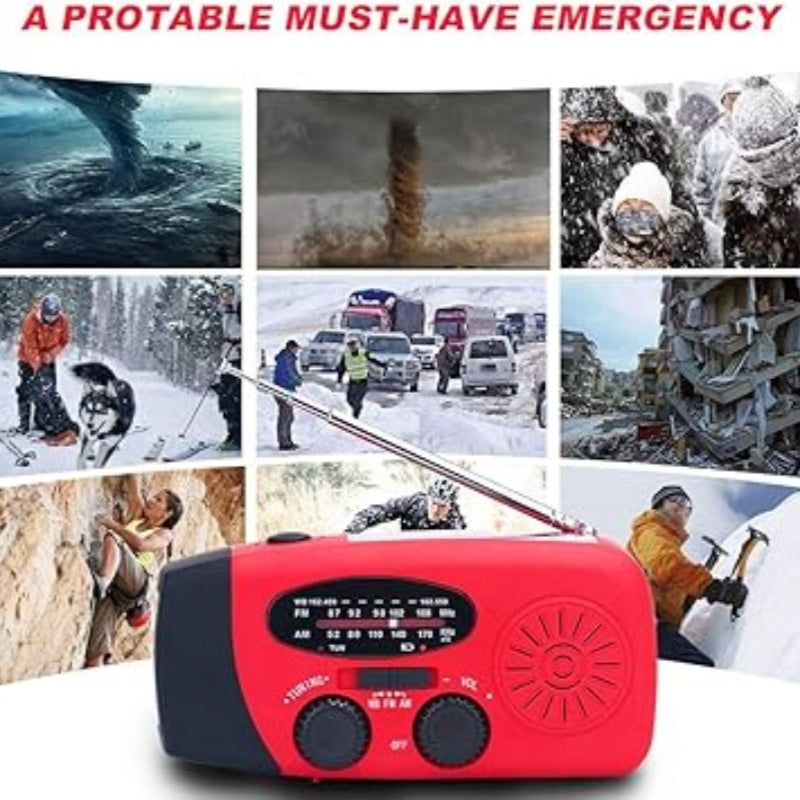 NOAA Weather Emergency Radio | Solar & Hand Crank Portable Radio with LED Flashlight & Phone Charger for Power Outages & Camping