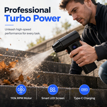 110000 RPM Cordless Mini Turbo Air Blower | High-Speed Brushless Handheld Duster for Car Dust, Snow Removal & Keyboard Cleaning