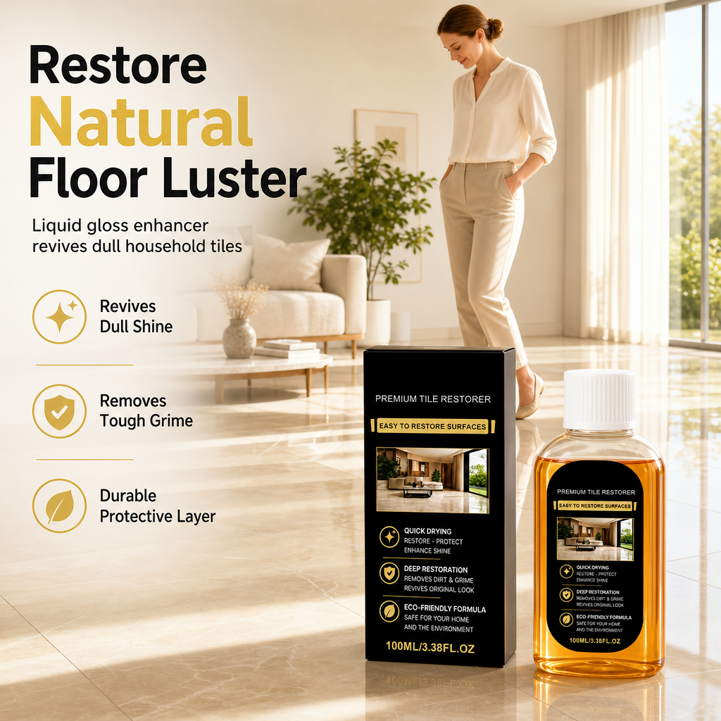 Tile & Floor Restorer & Polish | Scratch Repair Deep Cleaner, High Gloss Quick-Dry Formula for Ceramic Tiles & Hard Floors