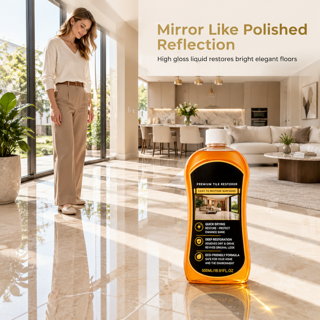 Tile & Floor Restorer & Polish | Scratch Repair Deep Cleaner, High Gloss Quick-Dry Formula for Ceramic Tiles & Hard Floors
